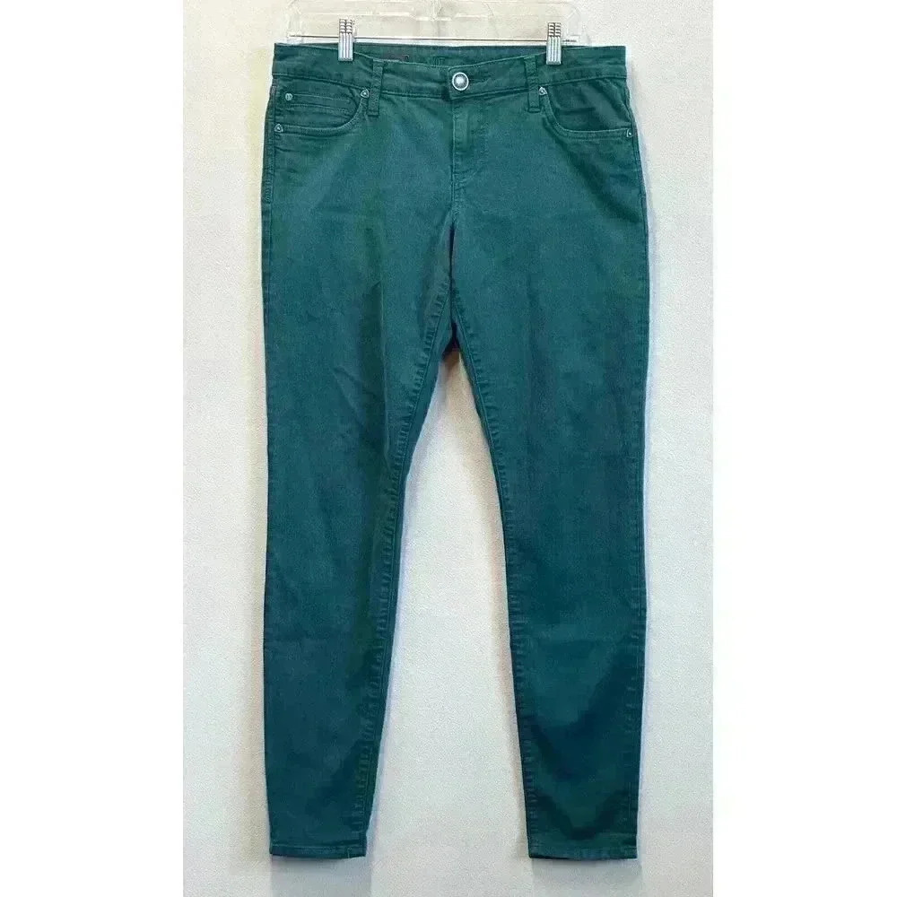 KUT From The Kloth‎ Jeans Women's Sz 8 Toothpick Skinny Teal Green Stretch Denim